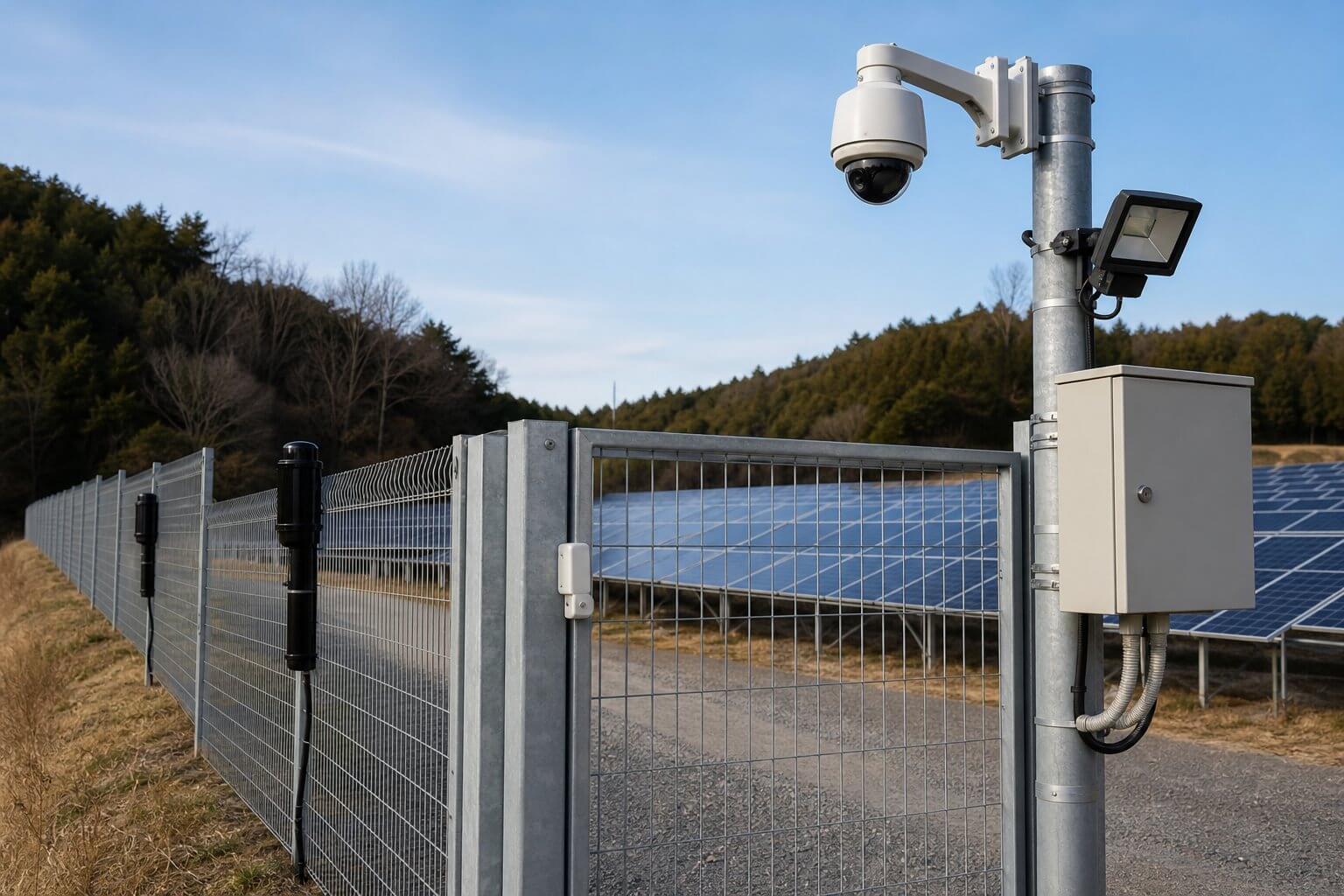 太陽光発電所の防犯カメラ・外周センサー・警報設備